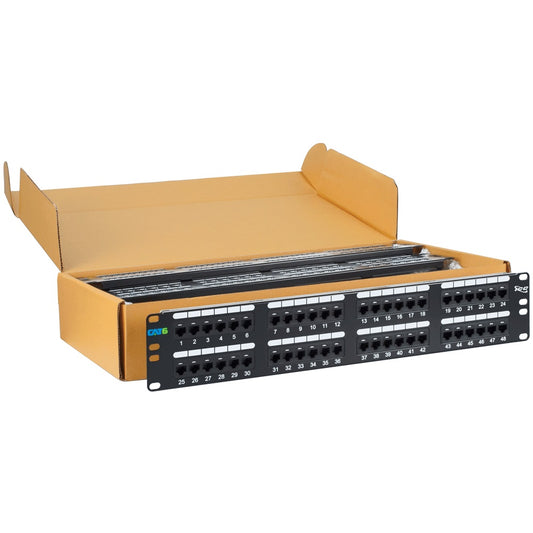 PATCH PANEL- CAT 6- 48-PORT- 2 RMS- 6 PK