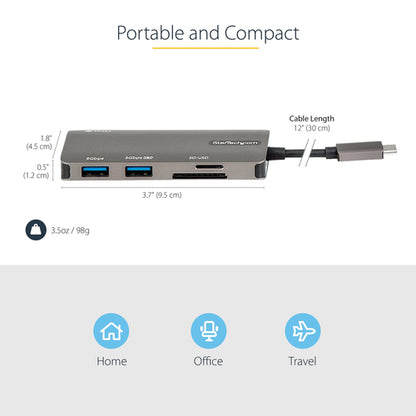 USB C MULTIPORT ADAPTER 60W PD 4K HDMI USB HUB MINI TRAVEL DOCK (DKT30CHSDPD)
