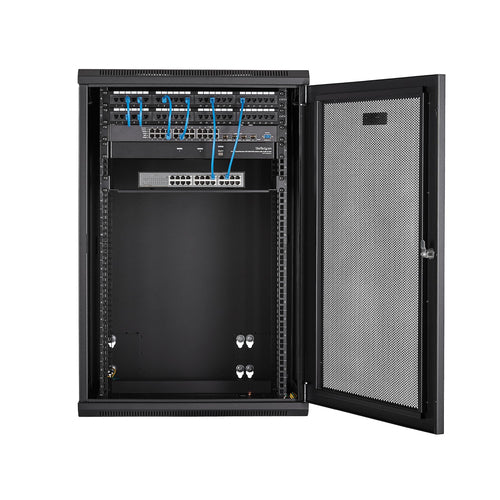 WALL MOUNT NETWORK CABINET 18U HINGED SERVER RACK ENCLOSURE