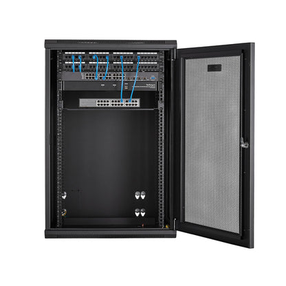 WALL MOUNT NETWORK CABINET 18U HINGED SERVER RACK ENCLOSURE