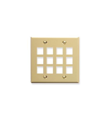FACEPLATE, FLAT, 2-GANG, 12-PORT, IVORY
