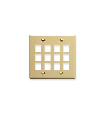 FACEPLATE, FLAT, 2-GANG, 12-PORT, IVORY