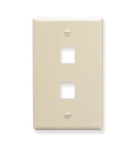 FACEPLATE, FLAT, 1-GANG, 2-PORT, ALMOND