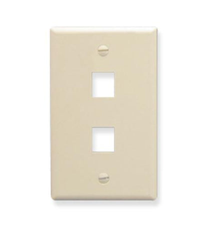 FACEPLATE, FLAT, 1-GANG, 2-PORT, ALMOND