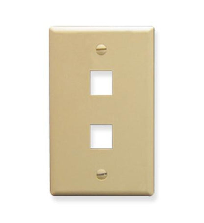 FACEPLATE, FLAT, 1-GANG, 2-PORT, IVORY