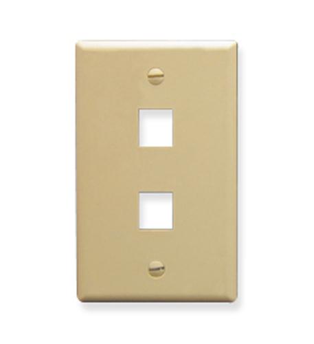 FACEPLATE, FLAT, 1-GANG, 2-PORT, IVORY