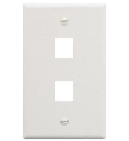 FACEPLATE, FLAT, 1-GANG, 2-PORT, WHITE