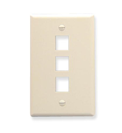 FACEPLATE, FLAT, 1-GANG, 3-PORT, ALMOND