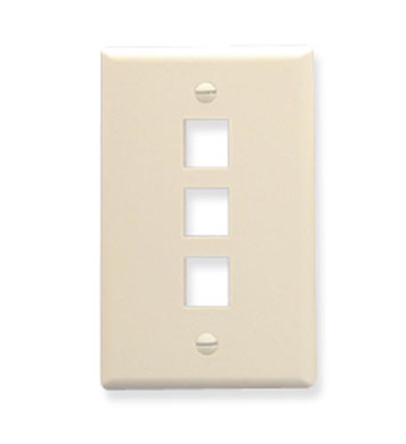 FACEPLATE, FLAT, 1-GANG, 3-PORT, ALMOND