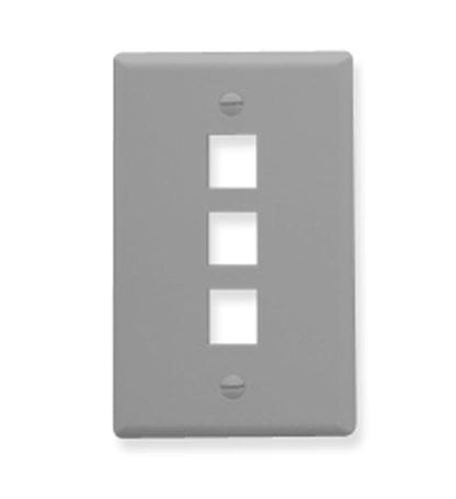 FACEPLATE, FLAT, 1-GANG, 3-PORT, GRAY