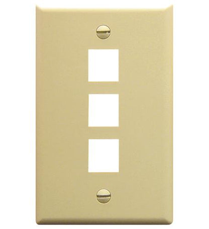 FACEPLATE, FLAT, 1-GANG, 3-PORT, IVORY