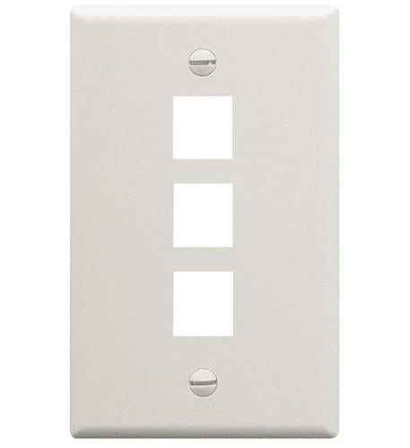 FACEPLATE, FLAT, 1-GANG, 3-PORT, WHITE