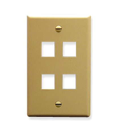 FACEPLATE, FLAT, 1-GANG, 4-PORT, IVORY