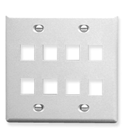 FACEPLATE, FLAT, 2-GANG, 8-PORT, WHITE
