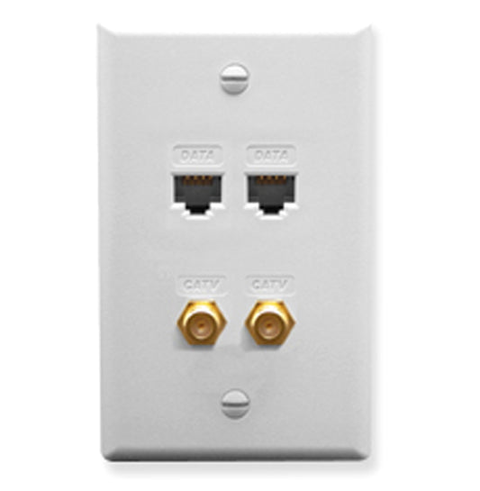 FACEPLATE IDC 2 DATA and 2 F TYPE WHITE