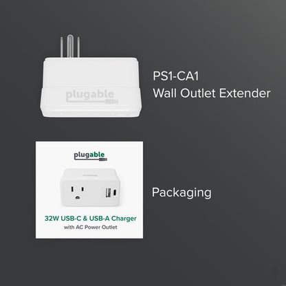PLUGABLE 32W USBC USB CHARGER 32W USB-C USB-A AC OUTLET CHARGER