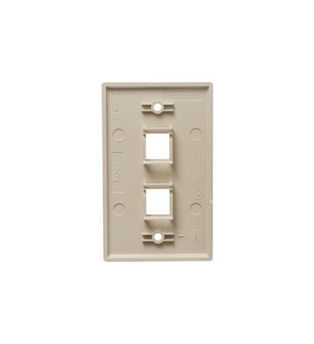 FACEPLATE, FLAT, 1-GANG, 2-PORT, IVORY
