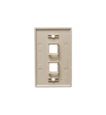 FACEPLATE, FLAT, 1-GANG, 2-PORT, IVORY