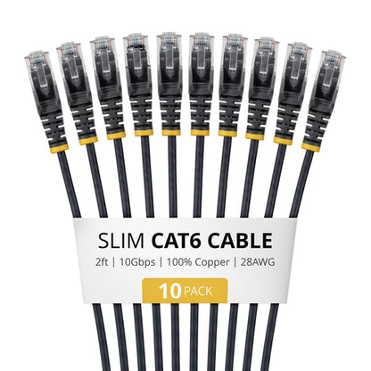 SLIM CAT6 CABLE 10 PACK BLACK SLIM SNAGLESS RJ45 UTP PATCH CABLE (N6PAT2BKS10PK)
