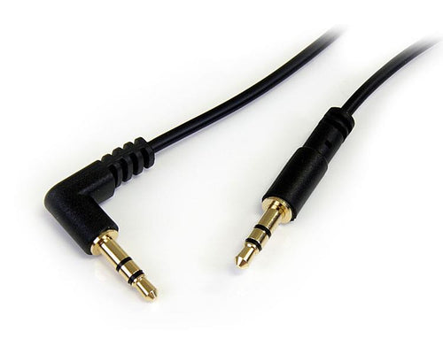 6FT M/M RIGHT ANGLE STEREO AUDIO CABLE 3.5MM TO STRAIGHT PLUG