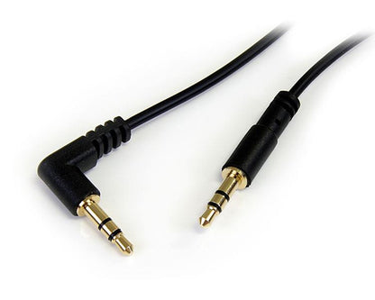 6FT M/M RIGHT ANGLE STEREO AUDIO CABLE 3.5MM TO STRAIGHT PLUG