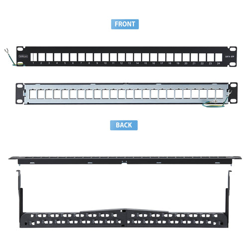 1U BLANK KEYSTONE PATCH PANEL 24 PORT/STP/CABLE MANAGEMENT BAR (C6PANELSTP241U)