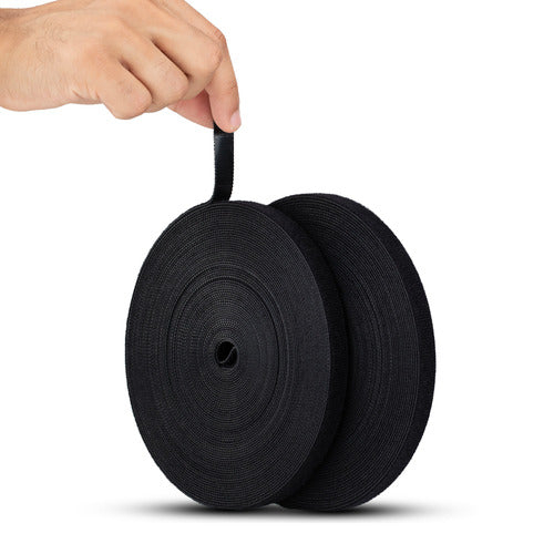 2-PACK 15.2M HOOK AND LOOP ROLL 0.5IN (1.2CM) WIDE - BLACK (HKLP10005B)