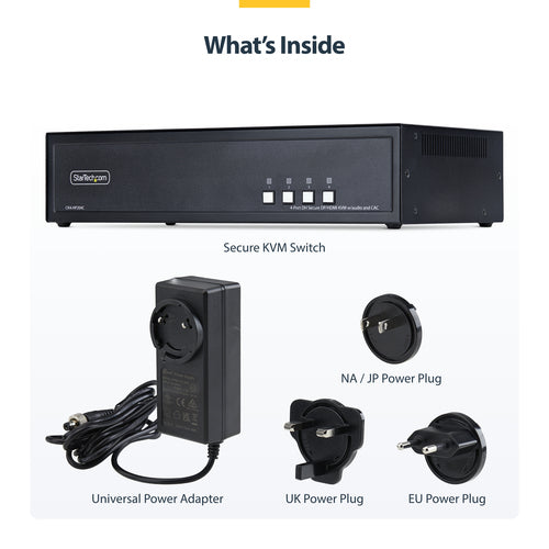 SECURE 4-PORT DUAL-MONITOR KVM NIAP 4.0 CAC US BUILT