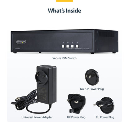 SECURE 4-PORT DUAL-MONITOR KVM NIAP 4.0 CAC US BUILT