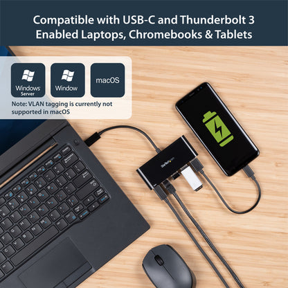 USB C GIGABIT ETHERNET ADAPTER 3-PORT USB HUB WITH POWER DELIVERY