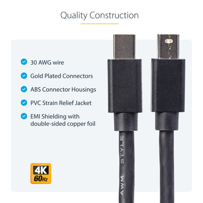 3FT MINI DISPLAYPORT CABLE MDP 1.2 TO MDP VIDEO DISPLAY CABLE CORD