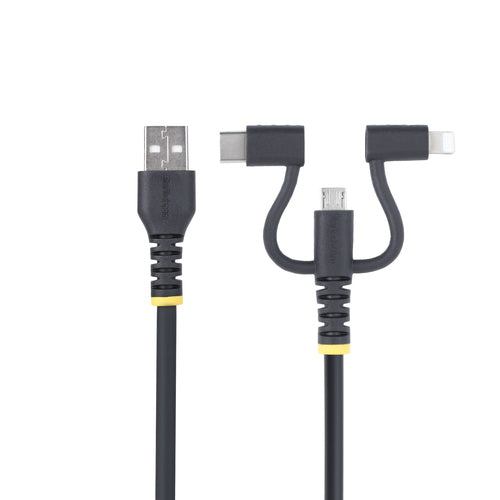 RUGGED USB MULTI CHARGING CABLE USB TO LIGHTNING/MICRO-USB/TYPE-C