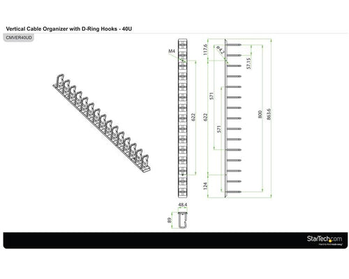 SERVER RACK VERTICAL CABLE MANAGEMENT FINGER DUCT WIRE SLOT