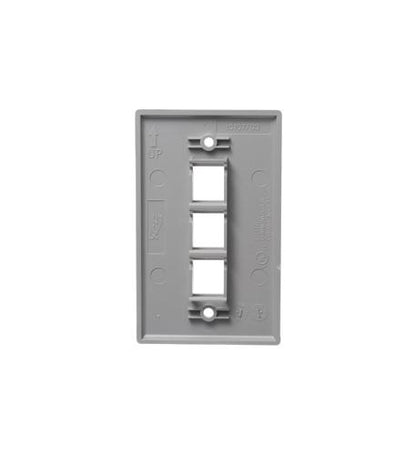 FACEPLATE, FLAT, 1-GANG, 3-PORT, GRAY