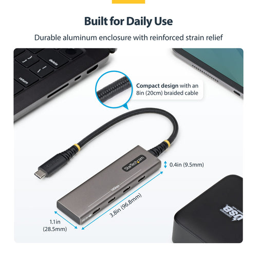 4-PORT USB-C HUB 10GBPS - 100W PD CHARGING 4X USB-C PORTS