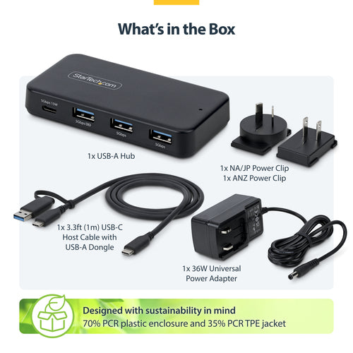 4-PORT USB-C  USB-A HUB 5GBPS SELF-POWERED (311NA-USB-HUB)