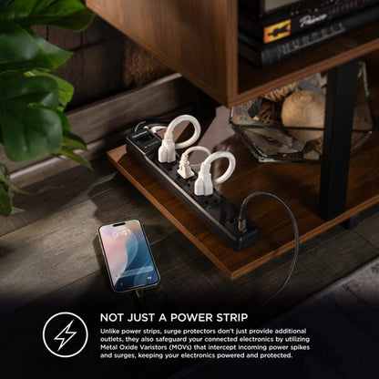 CYBERPOWER CSP604UC SURGE 1500J 4 CORD USB-AC BLACK