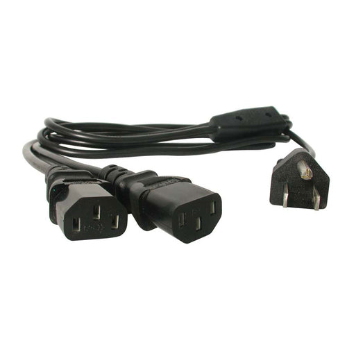 6FT COMPUTER POWER CORD NEMA 5-15P TO DUAL C13 AC POWER CABLE