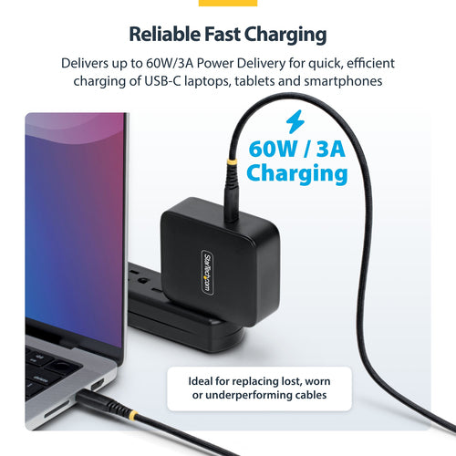 1FT USB-C CHARGING CABLE 60W PD/RUGGED USB 2.0 CHARGER CORD