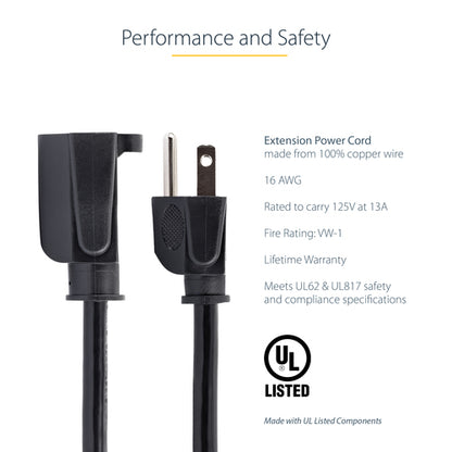 10FT POWER EXTENSION CORD NEMA 5-15R TO 5-15P COMPUTER POWER CORD