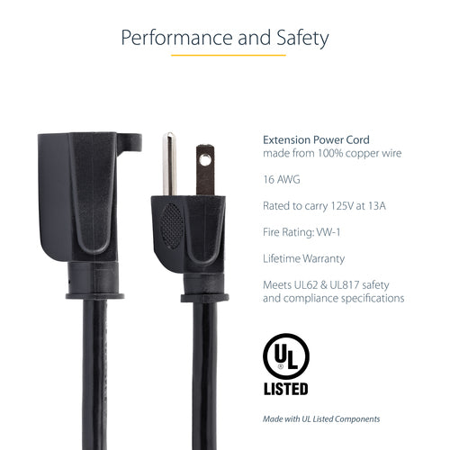 6FT POWER EXTENSION CORD NEMA 5-15R TO 5-15P COMPUTER POWER CORD