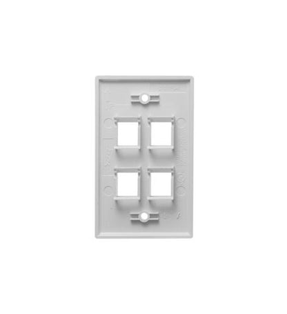 FACEPLATE, FLAT, 1-GANG, 4-PORT, WHITE