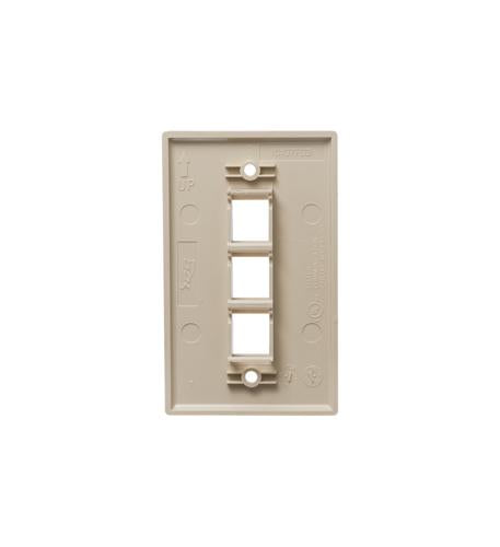 FACEPLATE, FLAT, 1-GANG, 3-PORT, IVORY