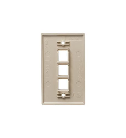 FACEPLATE, FLAT, 1-GANG, 3-PORT, IVORY