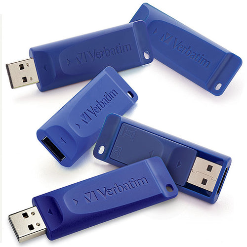 5PK 8GB USB 2.0 FLASH DRIVE BLUE RETRACTABLE