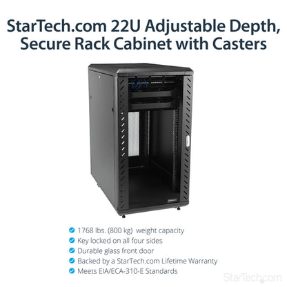 22U SERVER RACK CABINET NETWORK EQUIPMENT RACK ENCLOSURE
