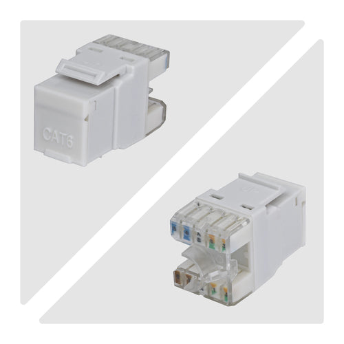 CAT6 UTP KEYSTONE JACK 24-PACK 180-DEGREE 110 PUNCH DOWN WHITE