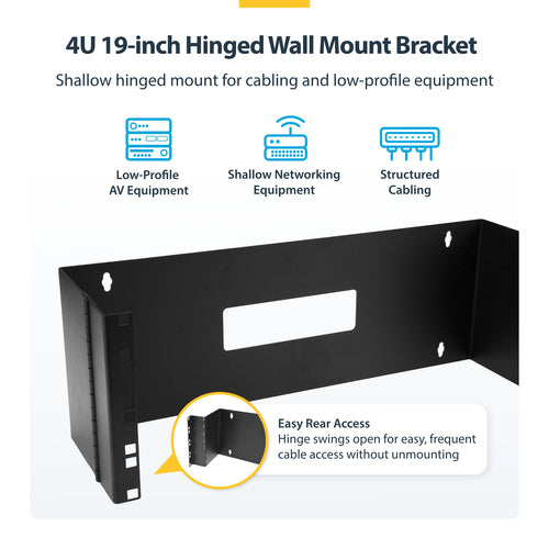 WALL MOUNT PATCH PANEL BRACKET 4U HINGED PANEL MOUNTING BRACKET