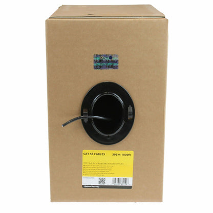 1000FT BLACK CAT5E CABLE BULK SOLID ETHERNET CABLE SPOOL RJ45