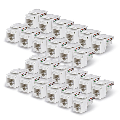 CAT6 UTP KEYSTONE JACK 24-PACK 90-DEGREE 110 PUNCH DOWN WHITE (C6KEY110WHE24PK)